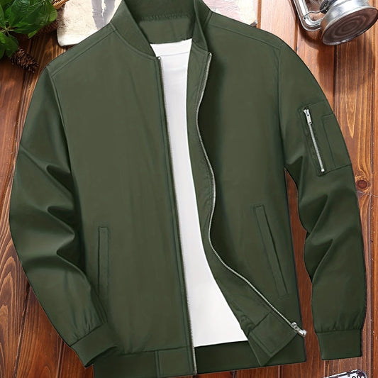 Men's Casual Crew Neck Long Sleeves Jacket Lightweight Windbreaker