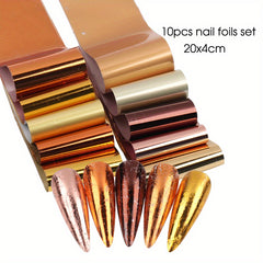 10 pcs Metallic Nail Foils Matte Metal Nail Stickers for Manicure Decoration