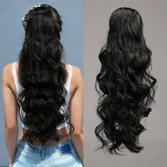 Long Wavy Ponytail Extensions Synthetic Clip In Hair Natural Look