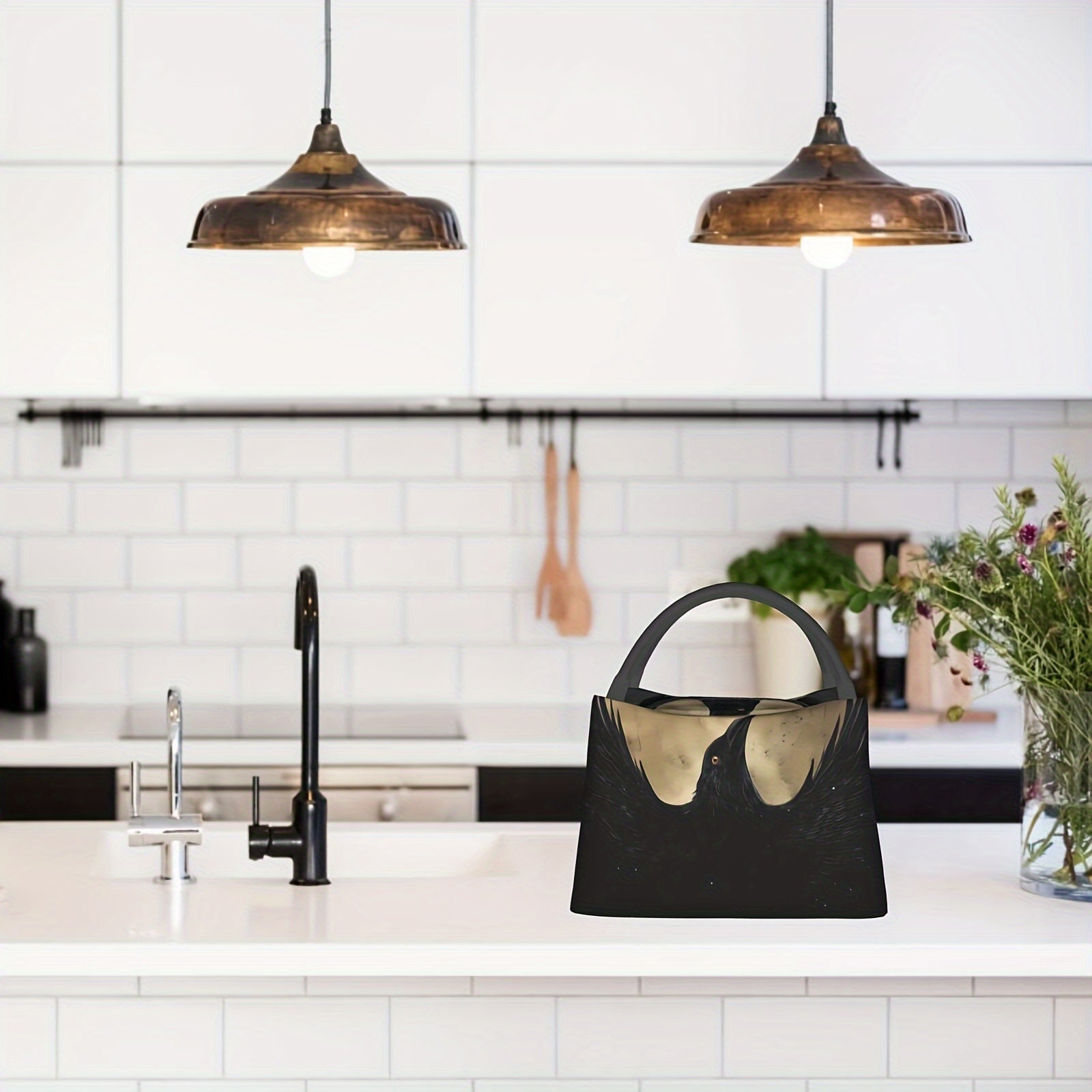 Crow Pattern Portable Cooler Bag Insulated Lunch Tote for Camping Picnic Beach