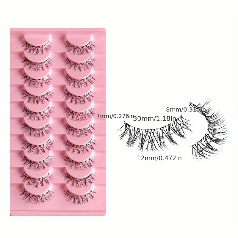 10 Pairs Cat Eye Lashes w/ Transparent Stems