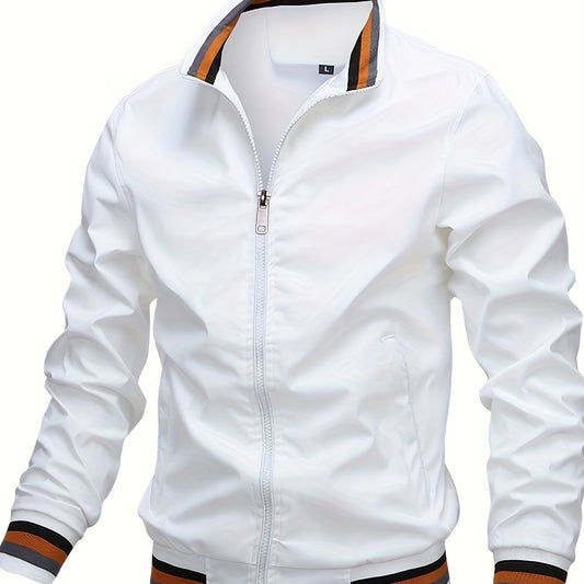 Men's Stand Collar Windbreaker Jacket for Spring Autumn