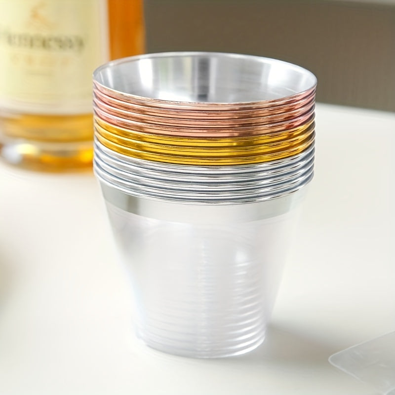 10pcs 9oz Disposable Cups With Golden Rim Wedding Party Supplies