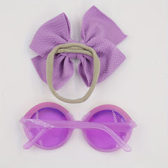 Girls Casual Bow Headband & Rainbow Sunglasses Set for Party
