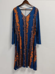 Dot & Stripe Print V Neck Long Sleeve Dress