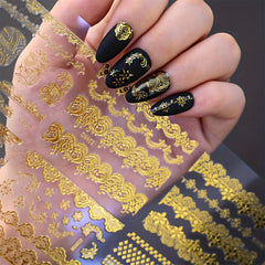 30pcs Golden Foil Nail Art Stickers Set Self Adhesive Metallic Decals