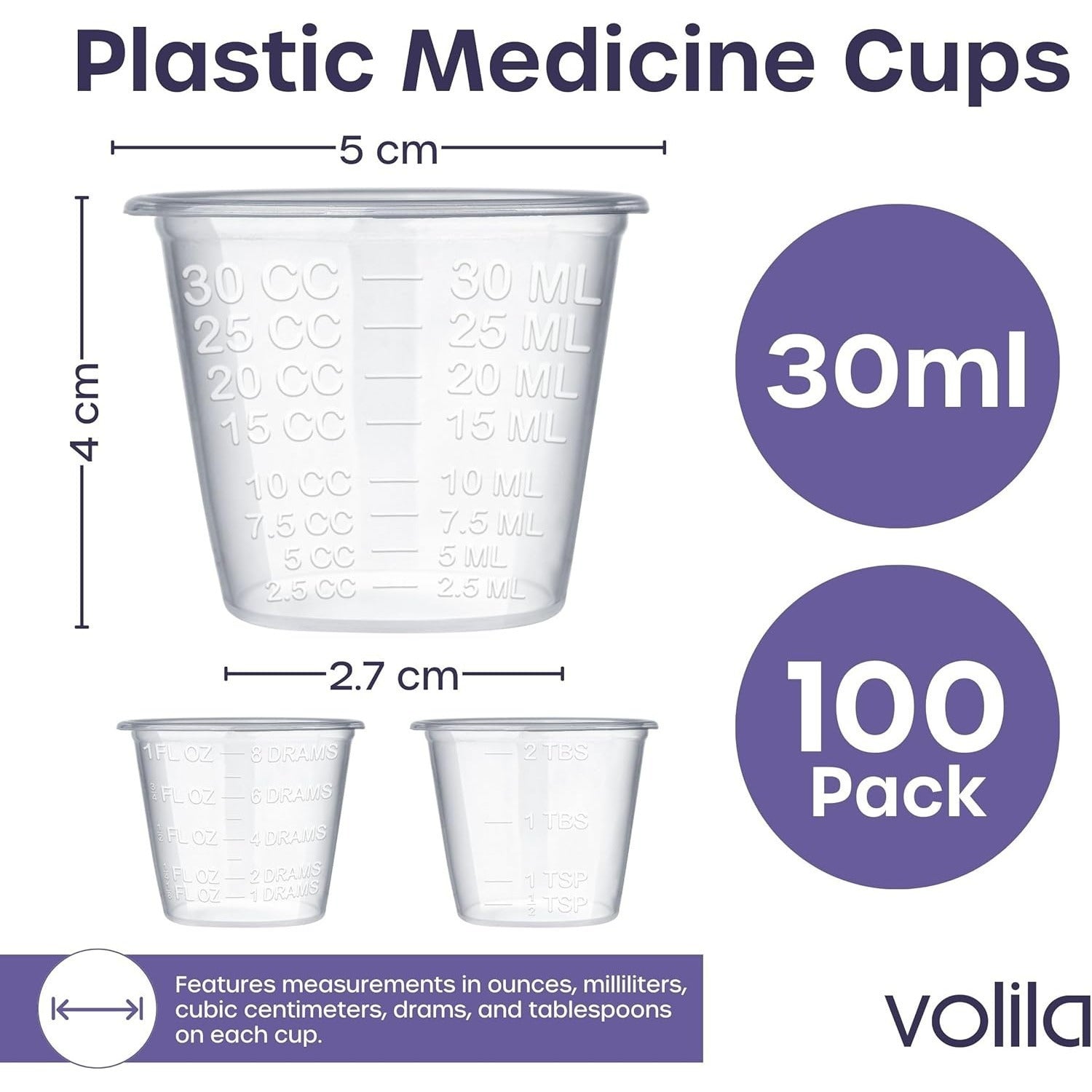 30ml Disposable Medicine Measuring Cups Translucent for Liquid Medication