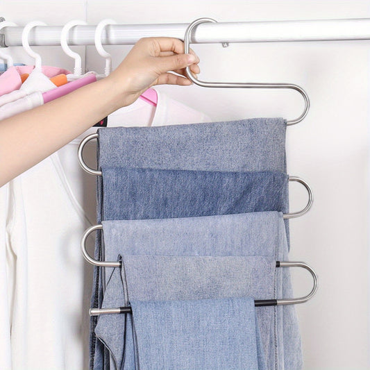 5 Layer Clothes Hanger Stainless Steel Non slip Pants Hanger