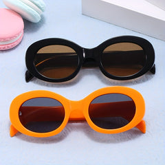 Metal Hinge Oval Frame Kid's Sunglasses UV400