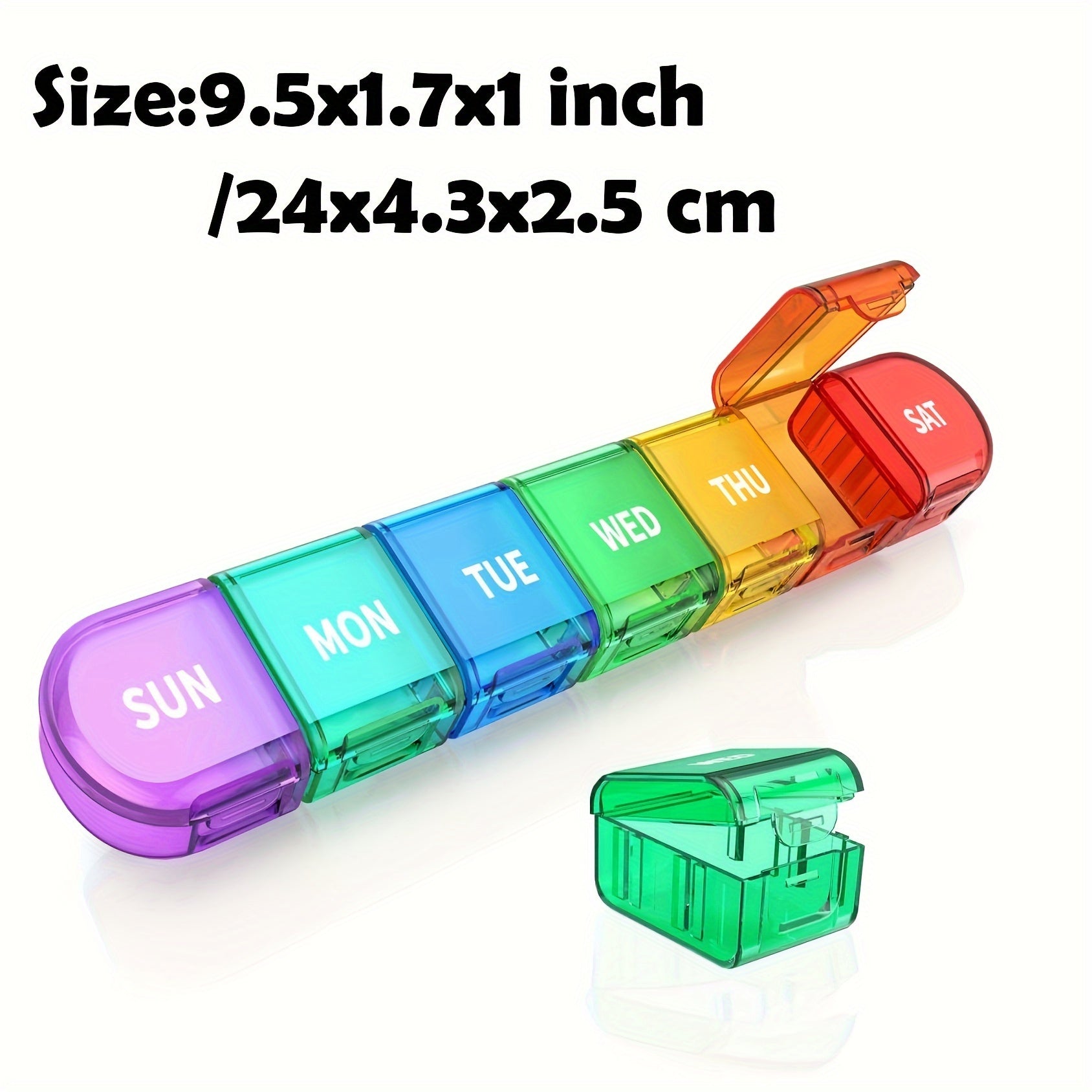 Large 7-Day Pill Organizer Rainbow Case with Detachable Compartments