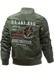 Embroidered Jacket Men's Zip Up Baseball Jacket