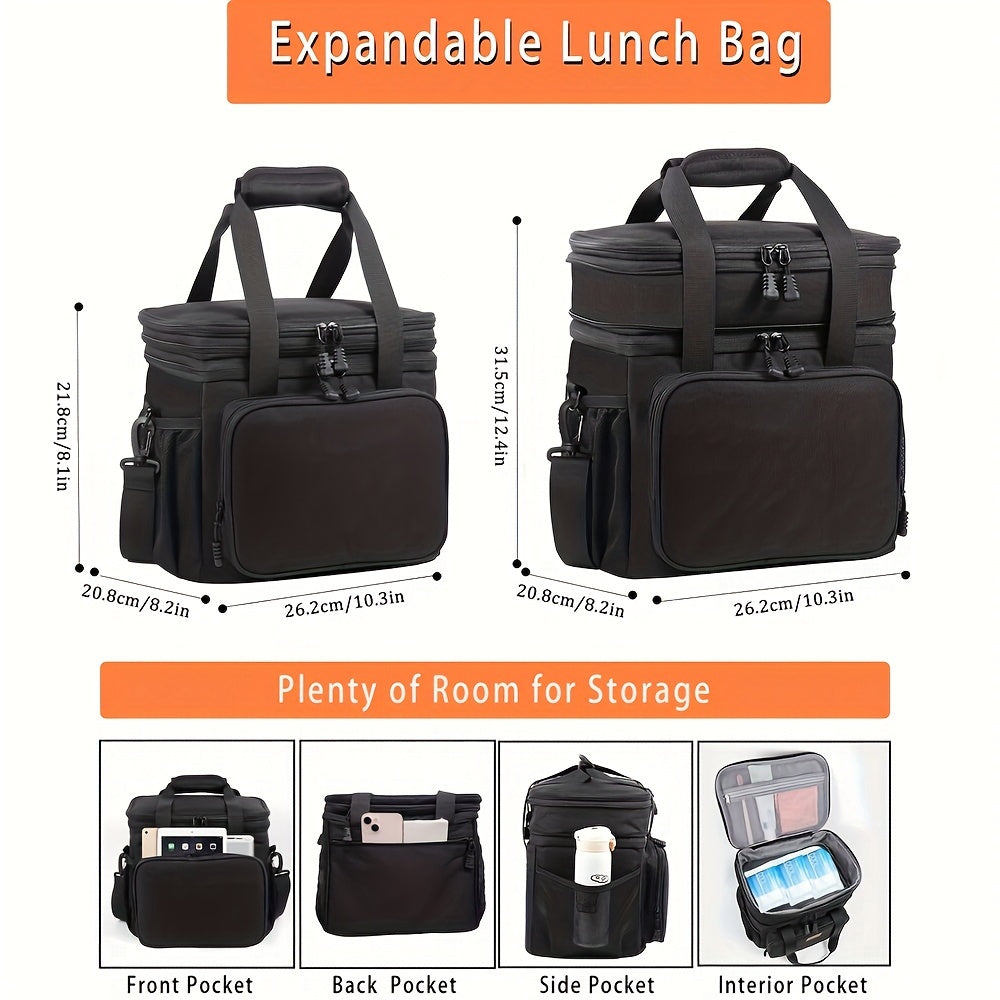 FLXUR Dual Compartment Insulated Lunch Bag Leakproof Cooler Tote