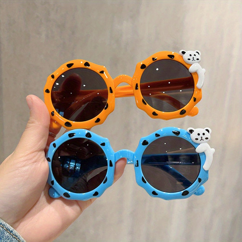 2pcs Kids Spotted Polygon Sunglasses, Cartoon Gift