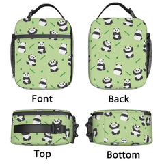 10 Inch Panda Insulated Lunch Box with Bamboo Reusable Leakproof Bag