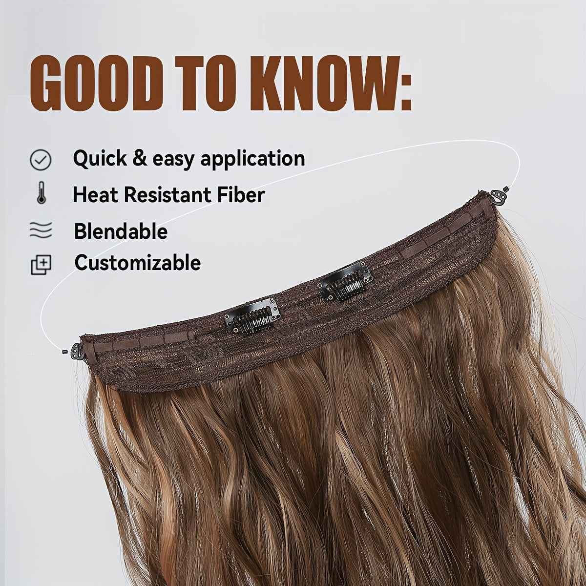 55-88 cm Water Wave Clip-In Hair Extensions with Secure Clips