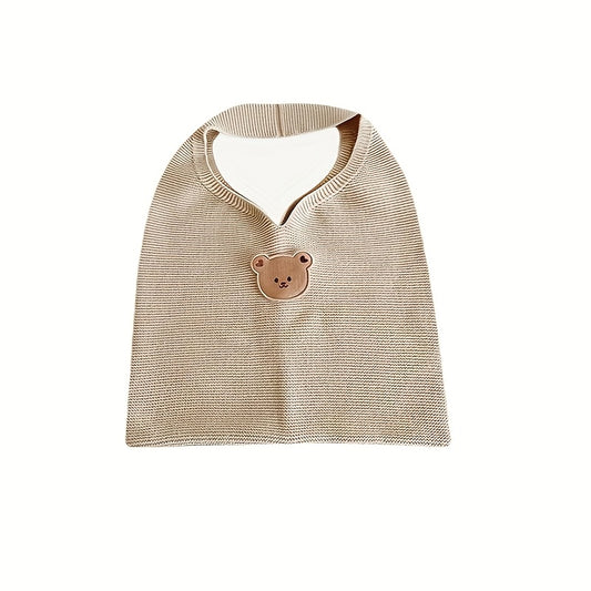 Cartoon Bear Head Knitted Shoulder Tote Bag Large Capacity Mommy Bag