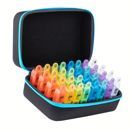 Monthly Pill Storage Box 2 Times 30 Pill Portable Travel Box w/ 32 Compa