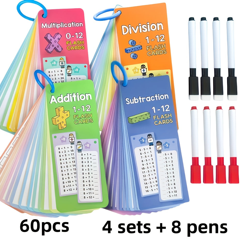 Math Flashcards Set - Addition Subtraction Multiplication Division - Back to Sch