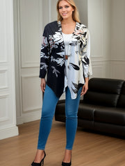 Colorblock Floral Print Cardigan