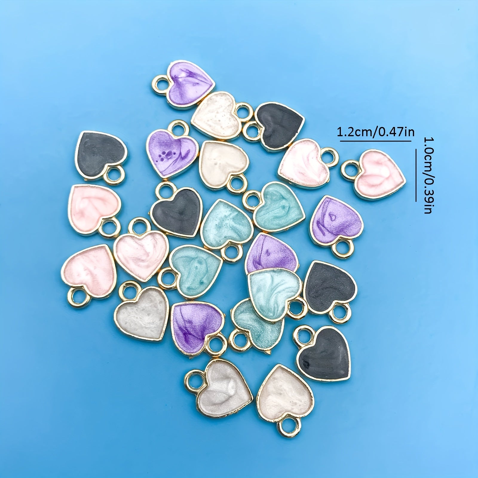Enamel Heart Shaped Charms Pendants Set for DIY Jewelry Making
