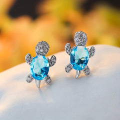 Turtle Zircon Stud Earrings for Women Girls