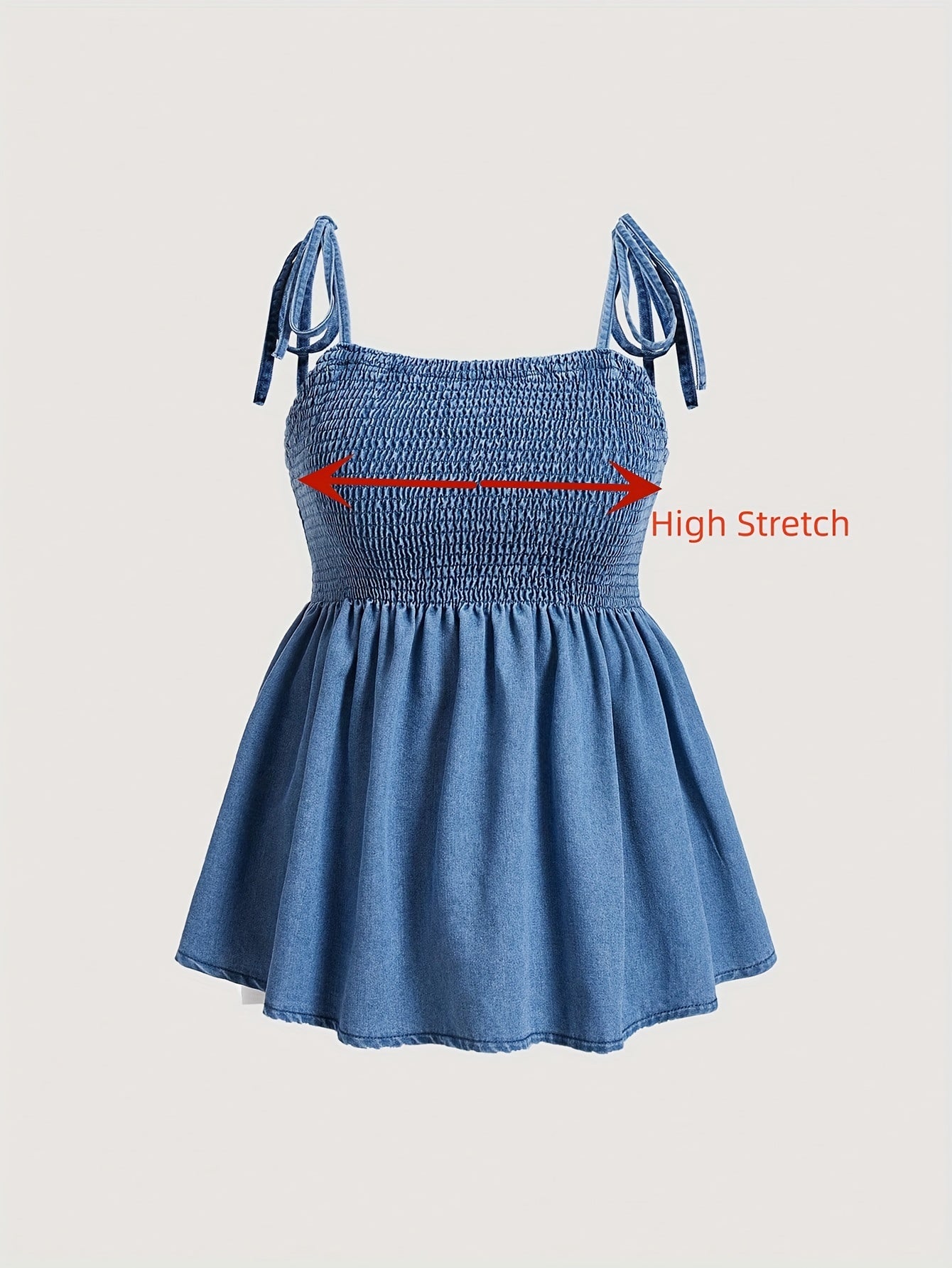 Sexy Denim Plus Top Tie Shoulder Stretch Cami