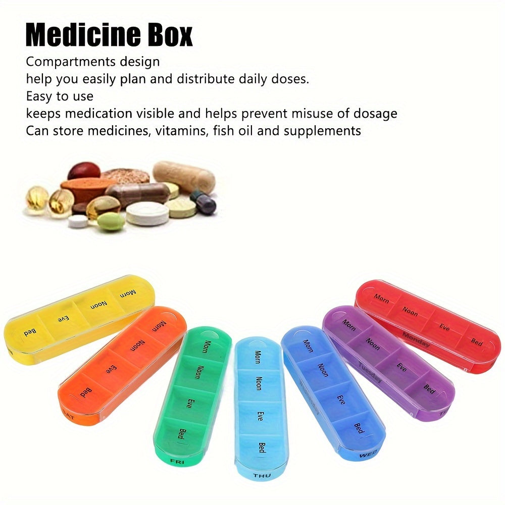 7-Day Pill Organizer Travel Case Reminder Durable Plastic