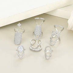 Geometric Diamond Open Nail Ring Temperament Manicure Set Ring
