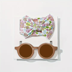 Newborn Baby Headband & Round Sunglasses Set Hair Accessories