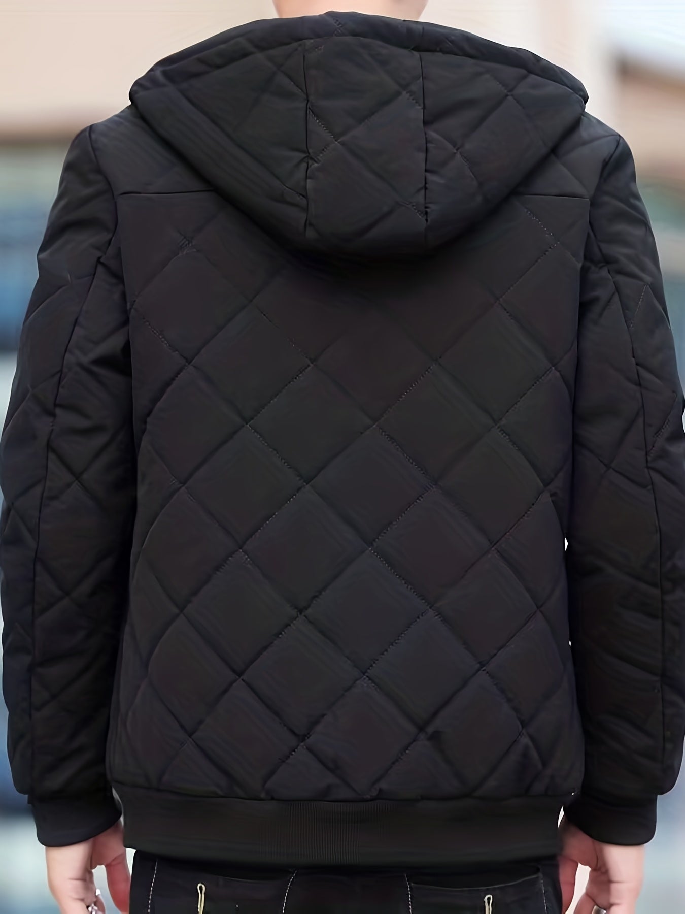 Men's Fleece Hooded Coat Zipper Pockets Jacket