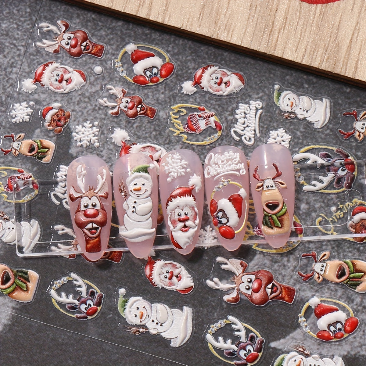 3pcs Christmas Cartoon Nail Stickers Santa Claus Snowflake Decoration Tools