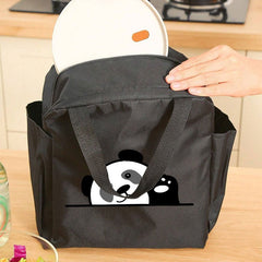 Panda Themed Insulated Lunch Bag Leakproof Oxford Cloth Aluminum Foil