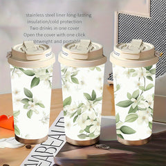 Floral 316 Insulated Travel Tumbler: Stainless Steel Water Cup