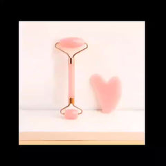 Pink Facial Eye Massage Roller Set with Massage Plate