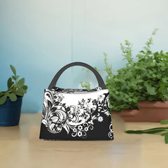 Floral Lunch Bag Reusable Portable Cooler with Watercolor Floral Print