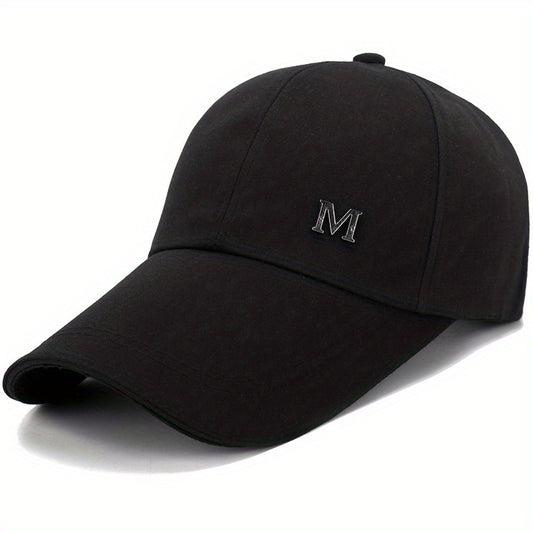 Men's Plain Long Bill Snapback Cap UV Protection Baseball Cap