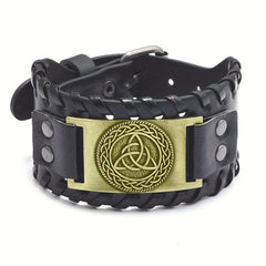 Viking Totem Bracelet Retro Triangle Logo Faux Leather