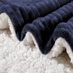 Navy Sherpa Fleece Baby Blanket Reversible Warmth for Kids & Toddlers