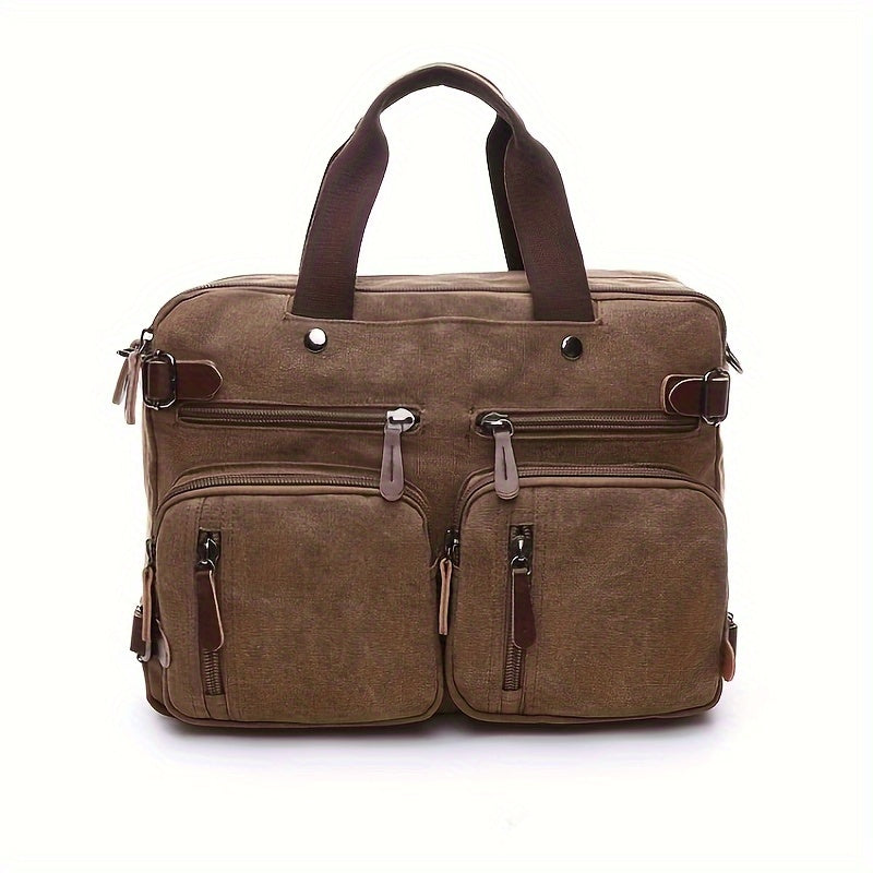 Canvas Laptop Bag with Laptop Compartment & Adjustable Shoulder Strap