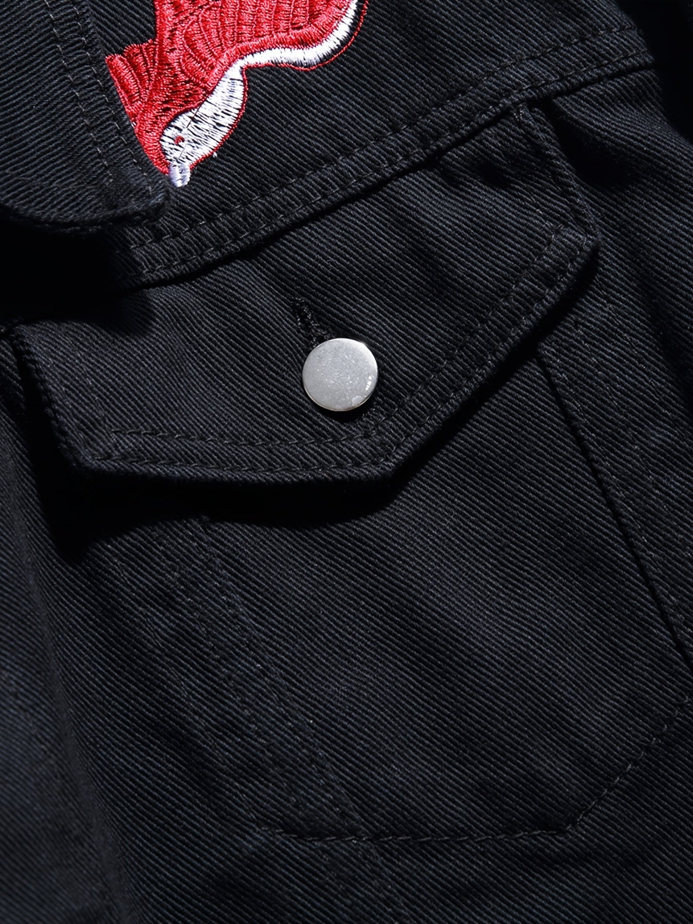 Men's Rose And Birds Embroidered Denim Jacket