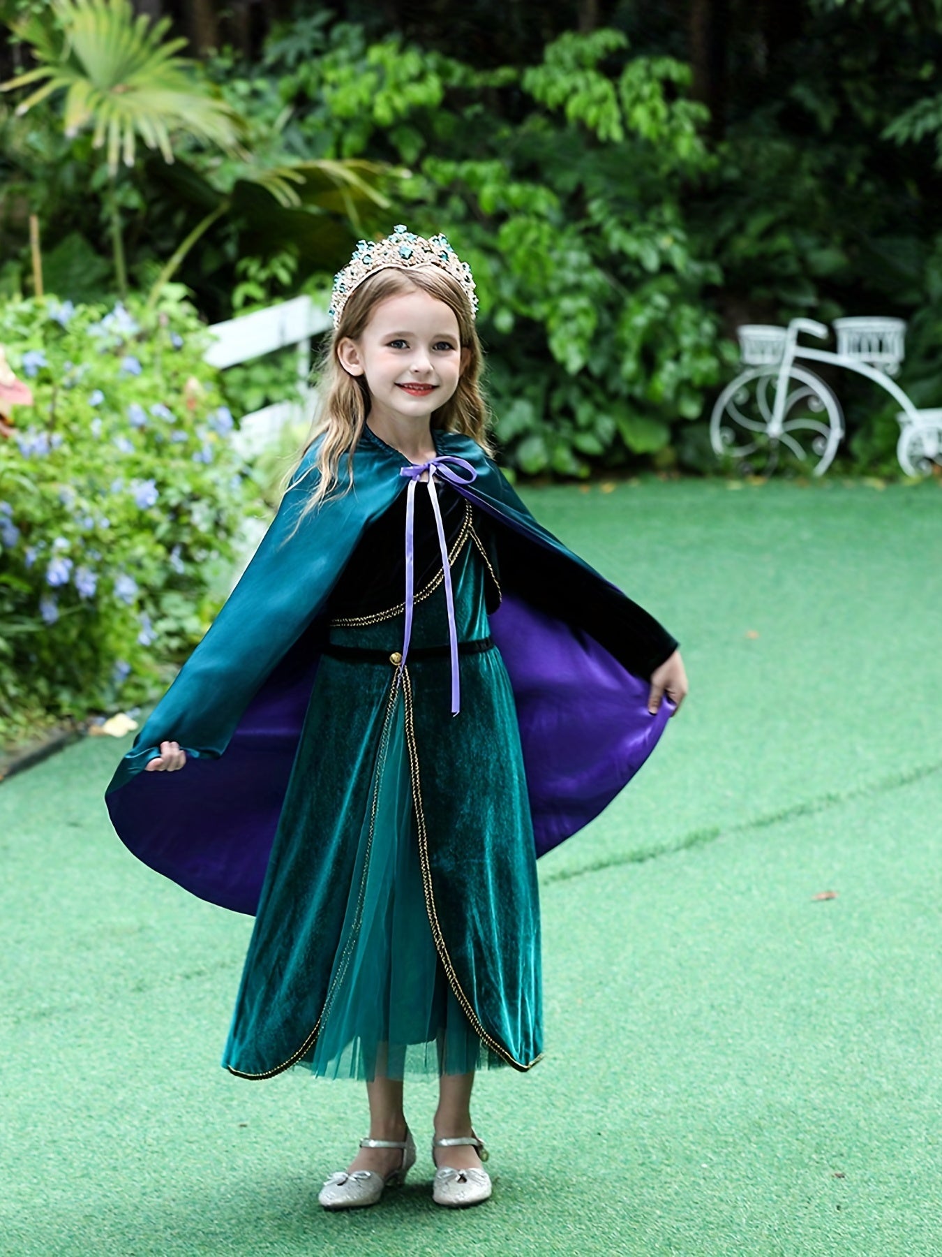 Toddler Girls Square Neck Dress With Cape Costume