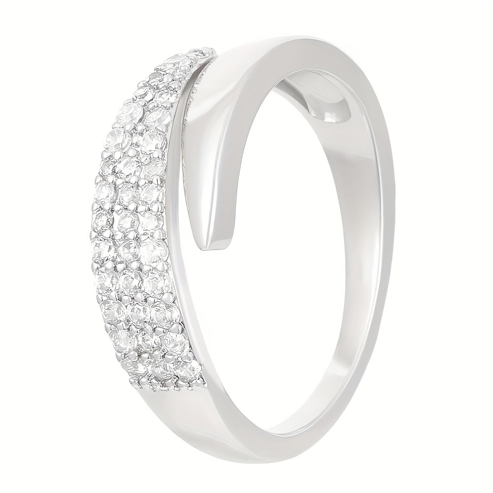 Copper Inlaid Zirconia Open Ring with Sharp Wing