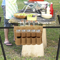 Portable Seasoning Storage Bag with 9 Spice Jars for Camping BBQs
