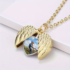 Custom Angel Wings Heart Necklace Small Box Pendant
