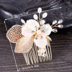 Girls' Golden Flower Hair Comb with Diamonds