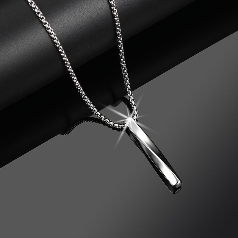 Men's Stainless Steel Bar Pendant Necklace