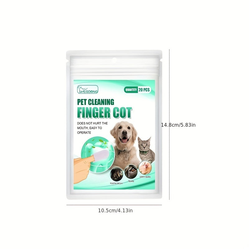 20pcs Dog Toothbrush Finger Cover Wipes Pet Dental Teeth Cleaning