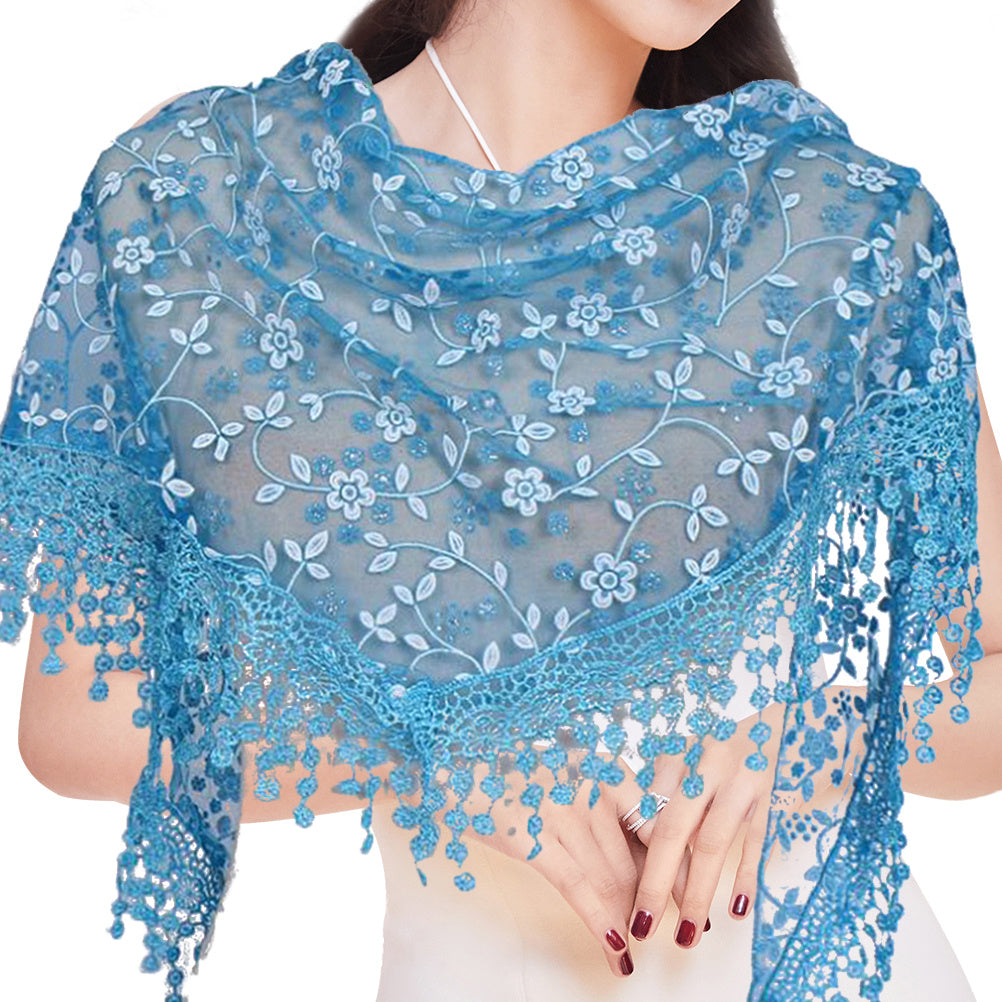 Women's Triangle Scarf With Tassel Lace Shawl