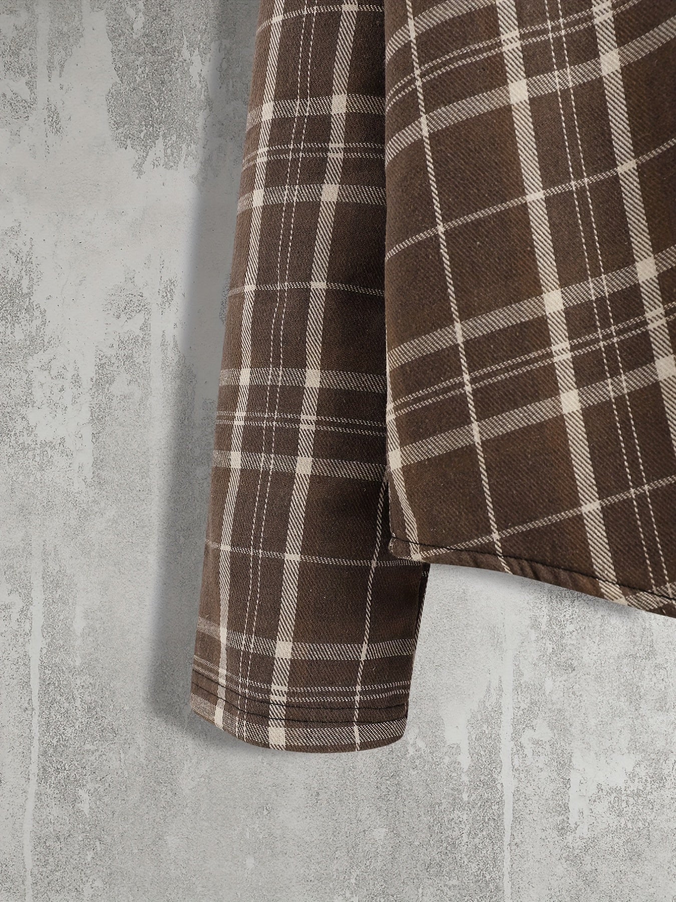 Men's Plaid Shirt Jacket Hooded Long Sleeves Coat