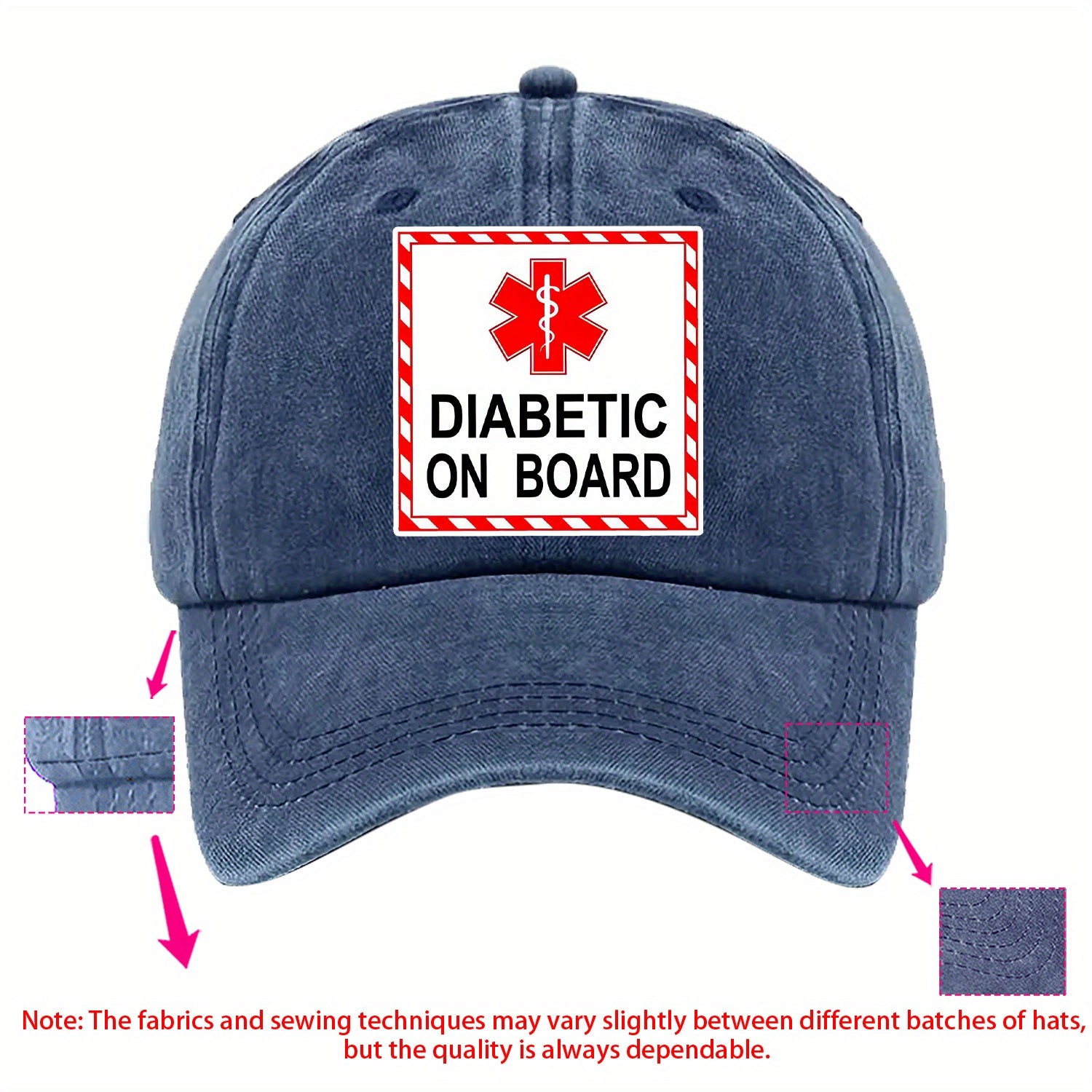 Diabetic Awareness Baseball Cap with Diabetic on Board Print
